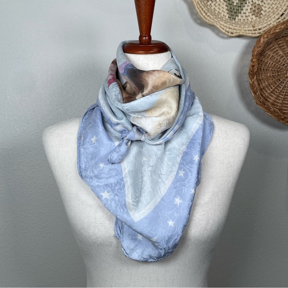 Wyoming Traders 100% Silk Scarf Light Blue Western Cowboy Coastal Cowgirl Bronco - Picture 2 of 10